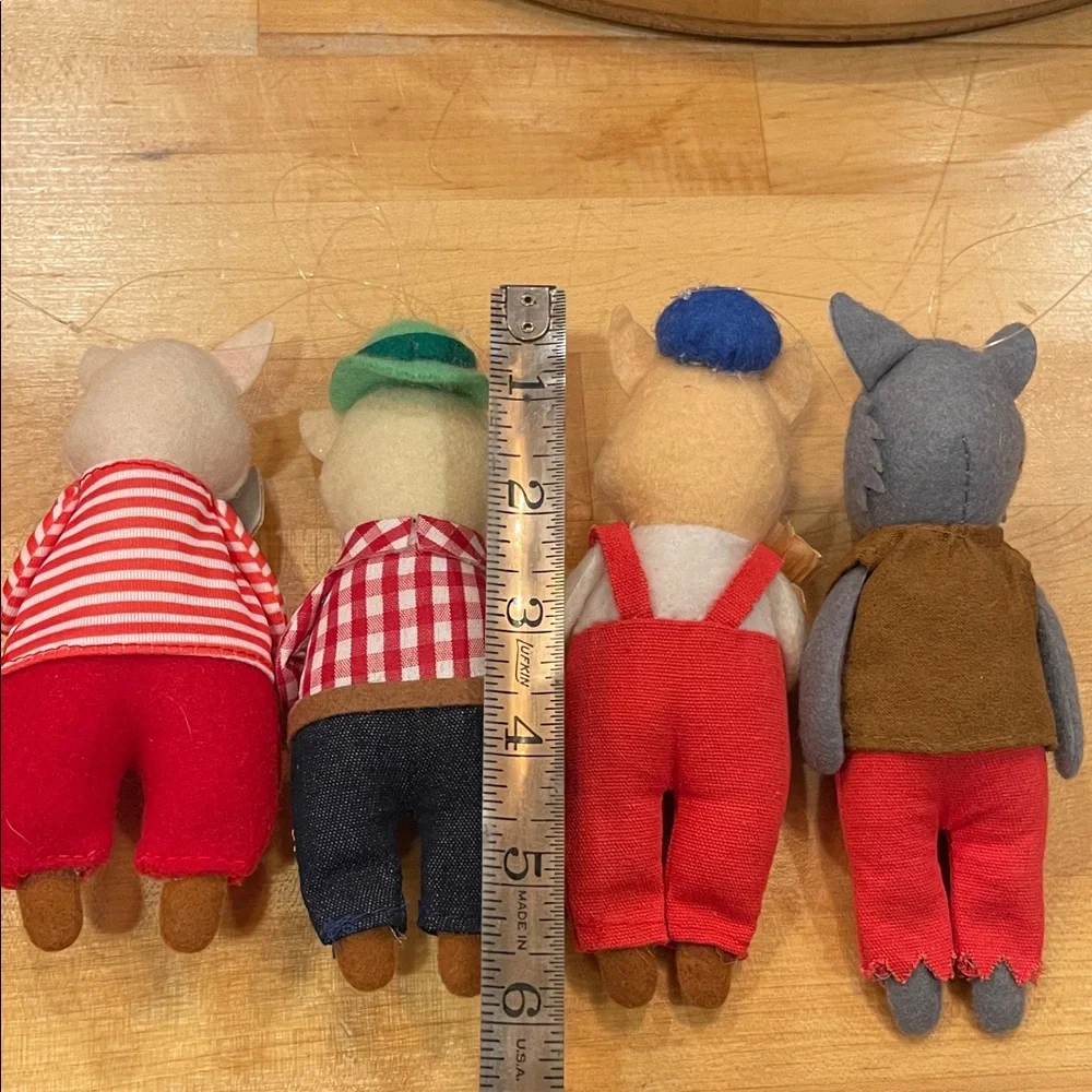 Set of Three Little Pigs 6” Target Ornaments -Soft Felt